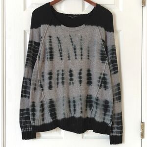 Gypsy 05 Global Village Lightweight Tie Dye Wool Blend Scoop Neck Sweater Gray M